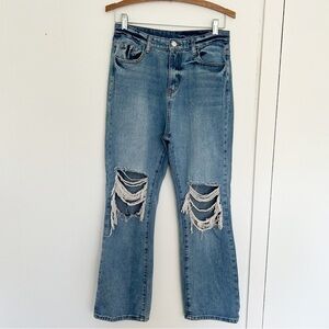 Cider Wide Leg Ripped Knee High Rise Jeans‎ Size Medium